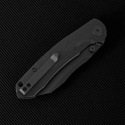 Wixco Axor WX15-A - 3.35" 14C28N Black PVD Blade, Black G10 Handle