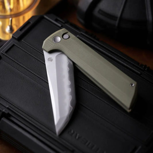 North Mountain Blade Chop 2 G10 - 3.4" SLD-Magic Steel San Mai Tanto Blade, Green G10 Handle