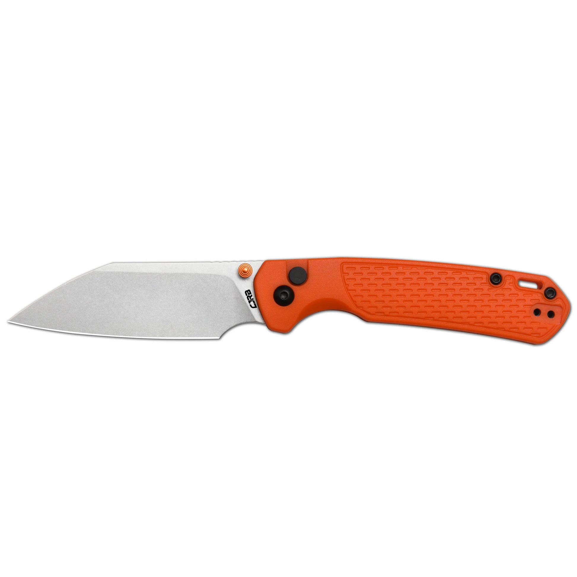 CJRB Pyrite Light - 3.34" AR-SFII Stonewash Wharncliffe Blade, Orange FRN Handles - J1945-OE