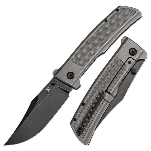 Kansept Bison - 4.25" CPM-S35VN Blackwash Blade, Grey Titanium Handle. K1108A3