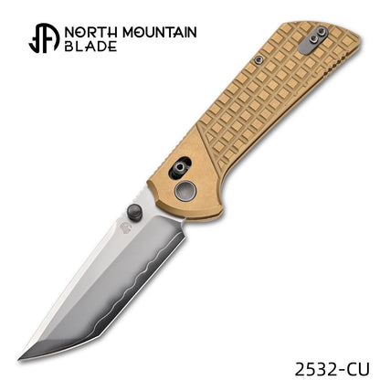 North Mountain Blade Chop Crossbar - 3.58" SLD-Magic Tanto Blade, Brass Frag Handle