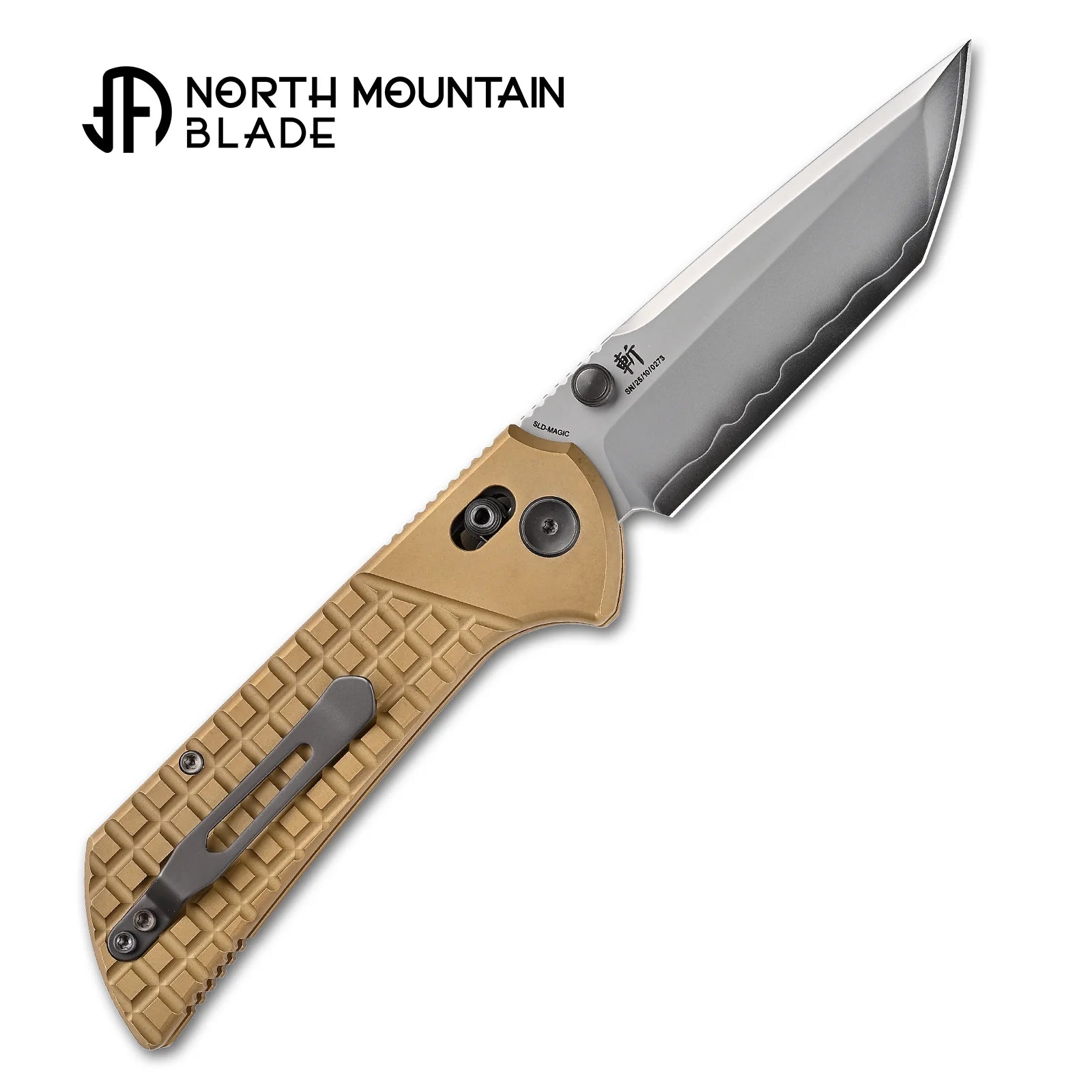 North Mountain Blade Chop Crossbar - 3.58" SLD-Magic Tanto Blade, Brass Frag Handle