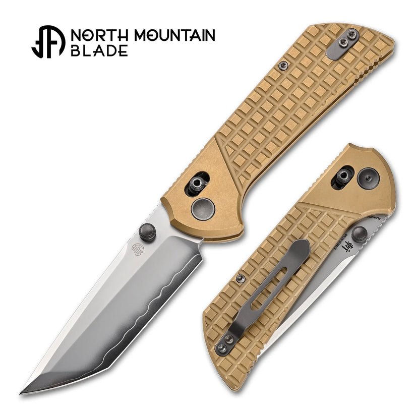 North Mountain Blade Chop Crossbar - 3.58" SLD-Magic Tanto Blade, Brass Frag Handle
