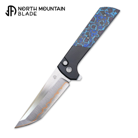 North Mountain Blade Chop Forged Copper - 3.5" SLD-Magic Steel Forged Copper Blade, Aluminium Blue Galaxy Carbon Fibre Handle