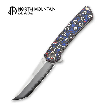 North Mountain Blade Zero - 3.5" SLD-Magic Tanto, Blue & Red Carbon Fibre and Titanium