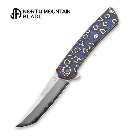 North Mountain Blade Zero - 3.5" SLD-Magic Tanto, Blue & Red Carbon Fibre and Titanium