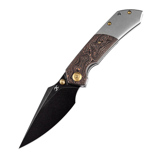 Kansept Fenrir - 3.48" CPM-S35VN Blackwash Blade, Titanium and Copper Carbon Fibre Handle. K1034A9