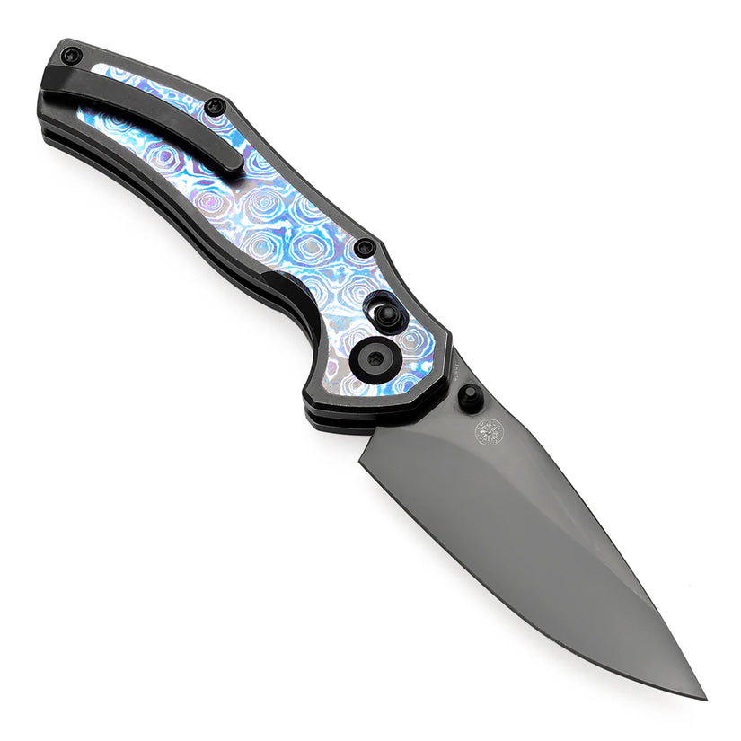 Kansept Apollo - 3.11" CPM-S35VN Mirror DLC Blade, Blackwash Titanium with Timascus Handle. K2107V5