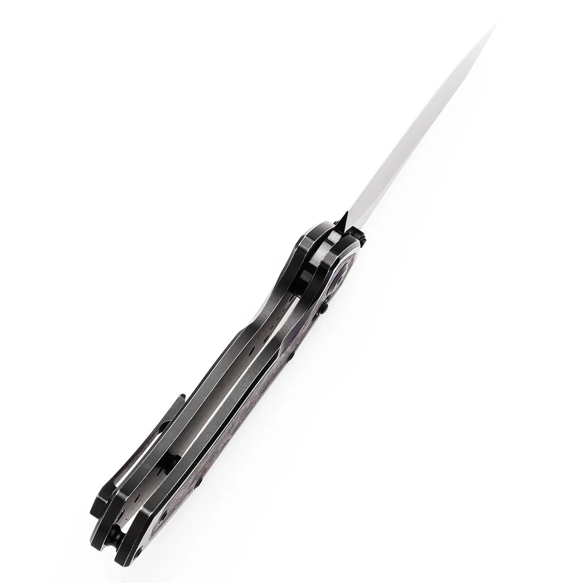 Kansept Apollo - 3.11" CPM-S35VN Mirror DLC Blade, Blackwash Titanium with Purple Haze FatCarbon Handle. K2107V4