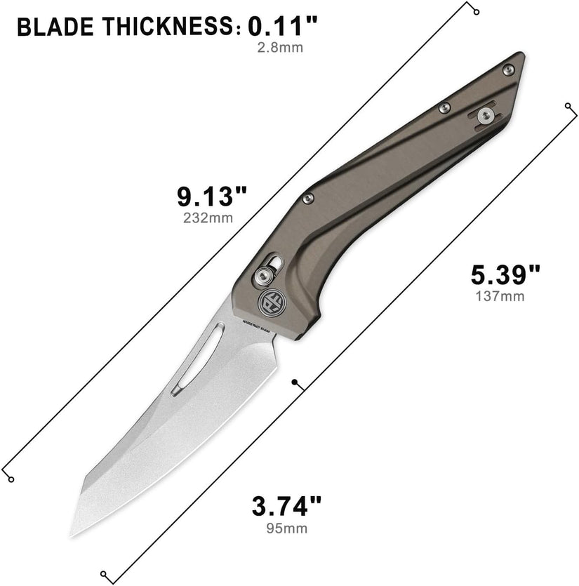 Petrified Fish Frigate - 3.82" CPM S35VN Stonewashed Blade, Bronze Grey Aluminium Handle