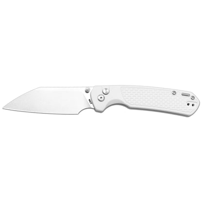 CJRB Pyrite Light - 3.34" S90V Stonewash Wharncliffe Blade, Light Grey FRN Handles - J1945-GGY