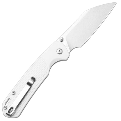 CJRB Pyrite Light - 3.34" S90V Stonewash Wharncliffe Blade, Light Grey FRN Handles - J1945-GGY