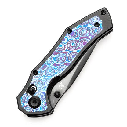 Kansept Apollo - 3.11" CPM-S35VN Mirror DLC Blade, Blackwash Titanium with Timascus Handle. K2107V5