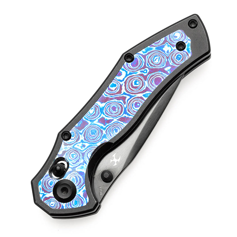 Kansept Apollo - 3.11" CPM-S35VN Mirror DLC Blade, Blackwash Titanium with Timascus Handle. K2107V5