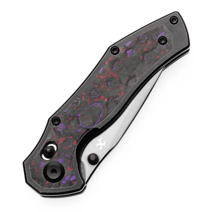 Kansept Apollo - 3.11" CPM-S35VN Mirror DLC Blade, Blackwash Titanium with Purple Haze FatCarbon Handle. K2107V4