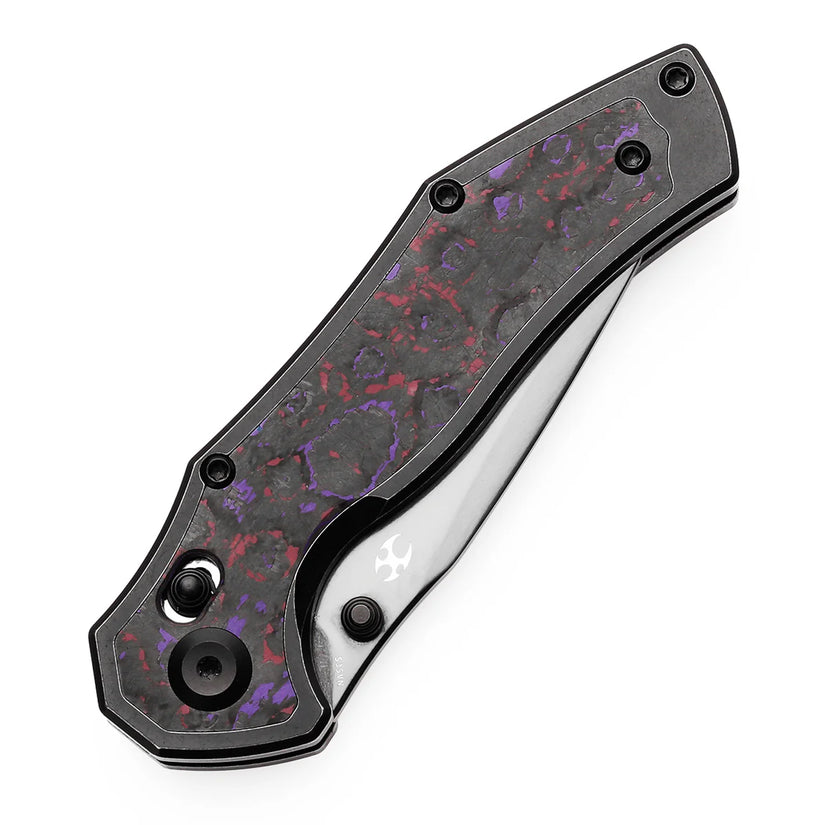 Kansept Apollo - 3.11" CPM-S35VN Mirror DLC Blade, Blackwash Titanium with Purple Haze FatCarbon Handle. K2107V4