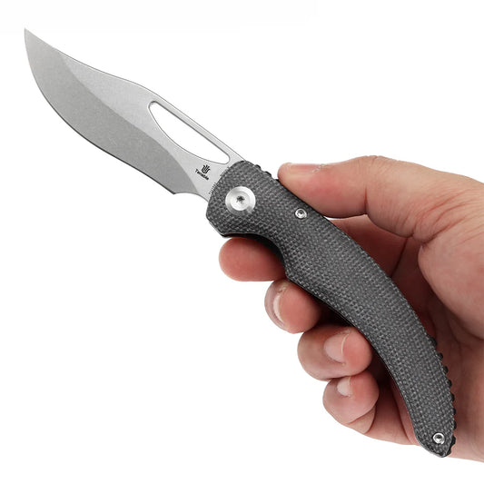 Tenable Gideon T1119A1 - 3.5" Nitro-V Stonewashed Blade, Black Micarta Handle