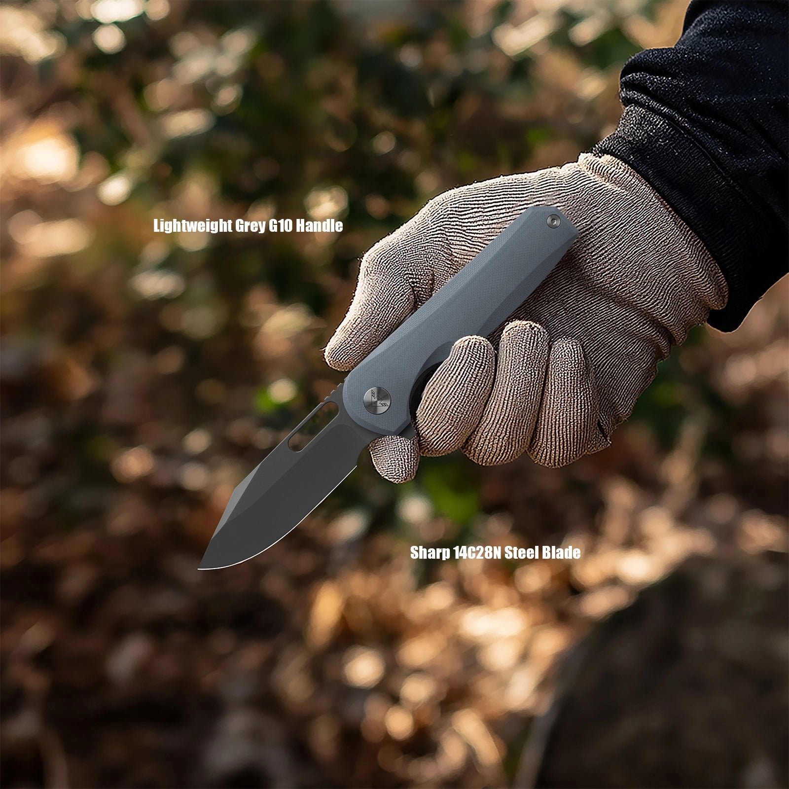 Miguron Ameight Preyert II - 3.23" 14C28N Dark Grey PVD Blade, Slate Grey G10 Handle