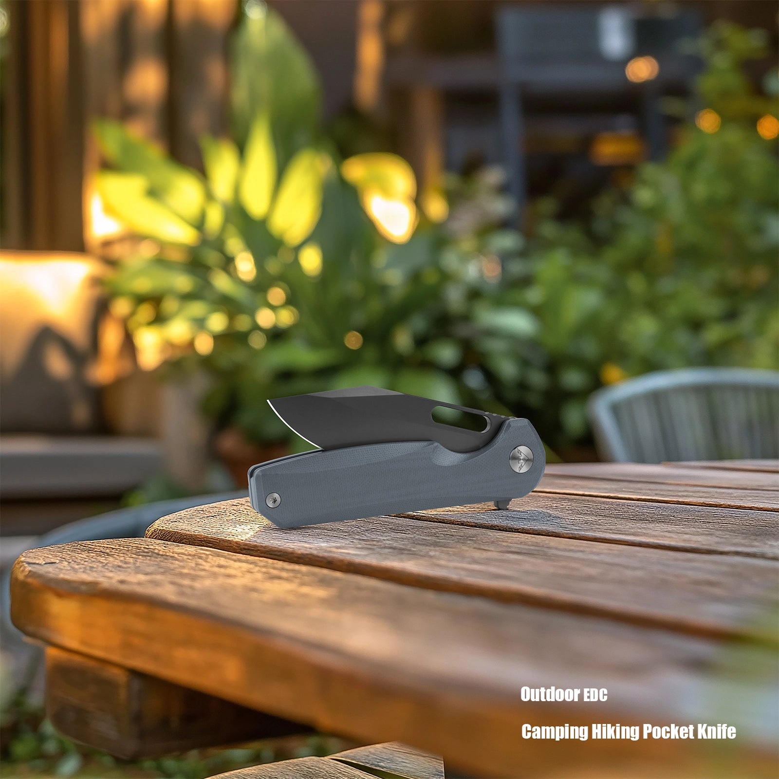 Miguron Ameight Preyert II - 3.23" 14C28N Dark Grey PVD Blade, Slate Grey G10 Handle