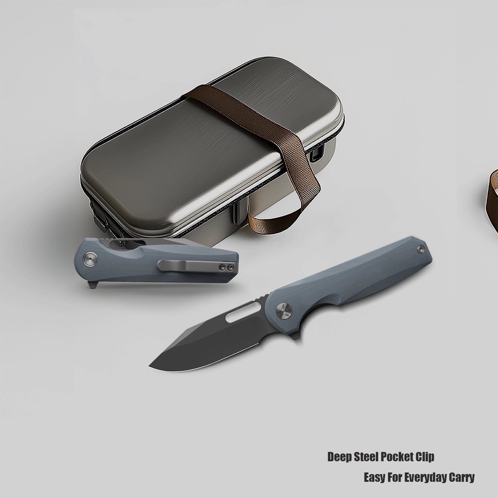 Miguron Ameight Preyert II - 3.23" 14C28N Dark Grey PVD Blade, Slate Grey G10 Handle