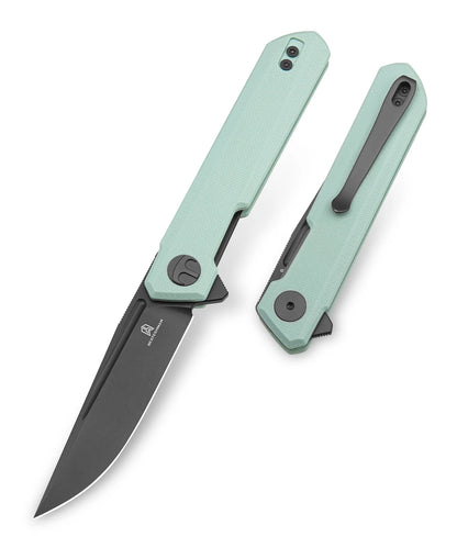 Bestechman Mini Dundee BMK03G - 2.92" D2 Grey DLC Blade, Ice Cream Blue G10, Flipper