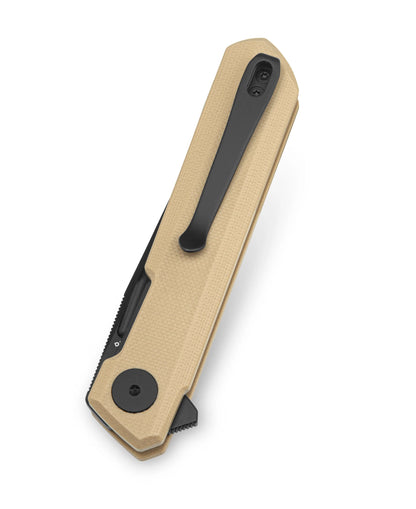 Bestechman Mini Dundee BMK03I - 2.92" D2 Black PVD Blade, Khaki G10