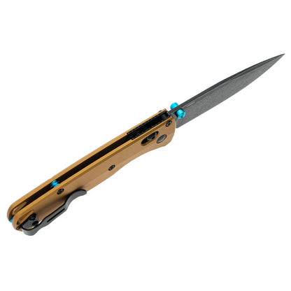 Benchmade Bugout 535BK-07 - M390 DLC Battlewash Blade, Burnt Brass Aluminium Handles