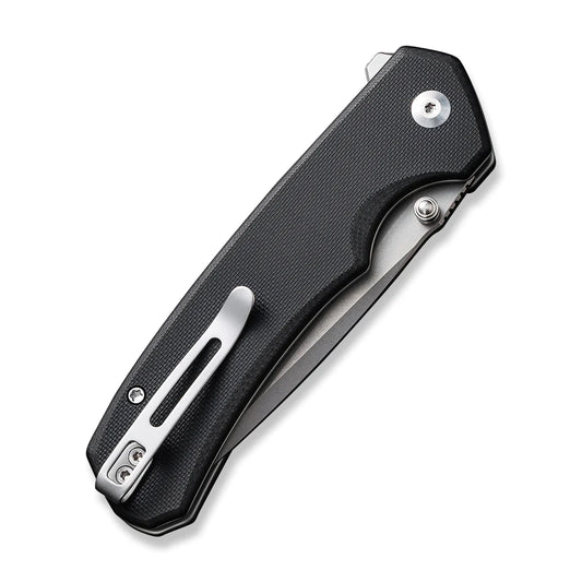 Civivi Button Lock Brazen Black C19059C-1 - 3.46" Stonewashed 14C28N Blade, Black G10 Handle