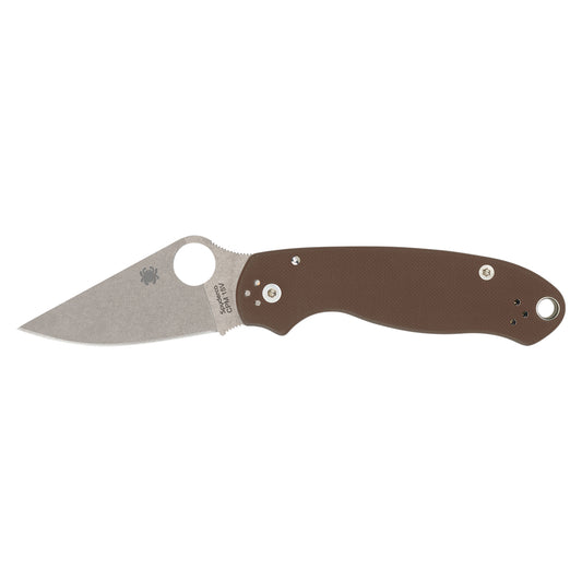 Spyderco Para 3 Sprint Run C223GBN15V - 2.93" CPM-15V Stonewashed Blade, Brown G-10 Handles