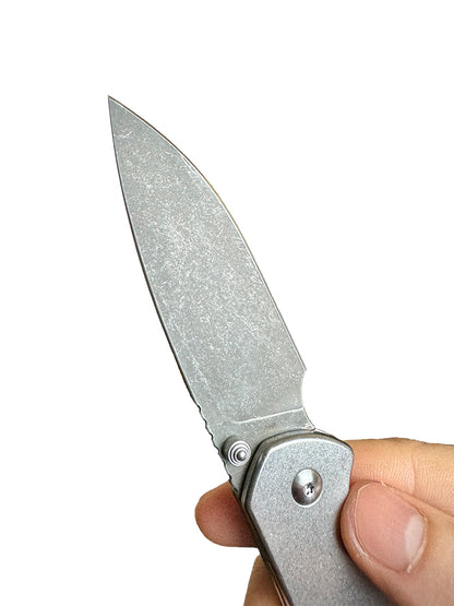 CJRB Pyrite x Blade Forge - 3.11" AR-RPM9 Stonewash Drop Point Blade, Stonewash Steel Handles - J1925ST-MOD1