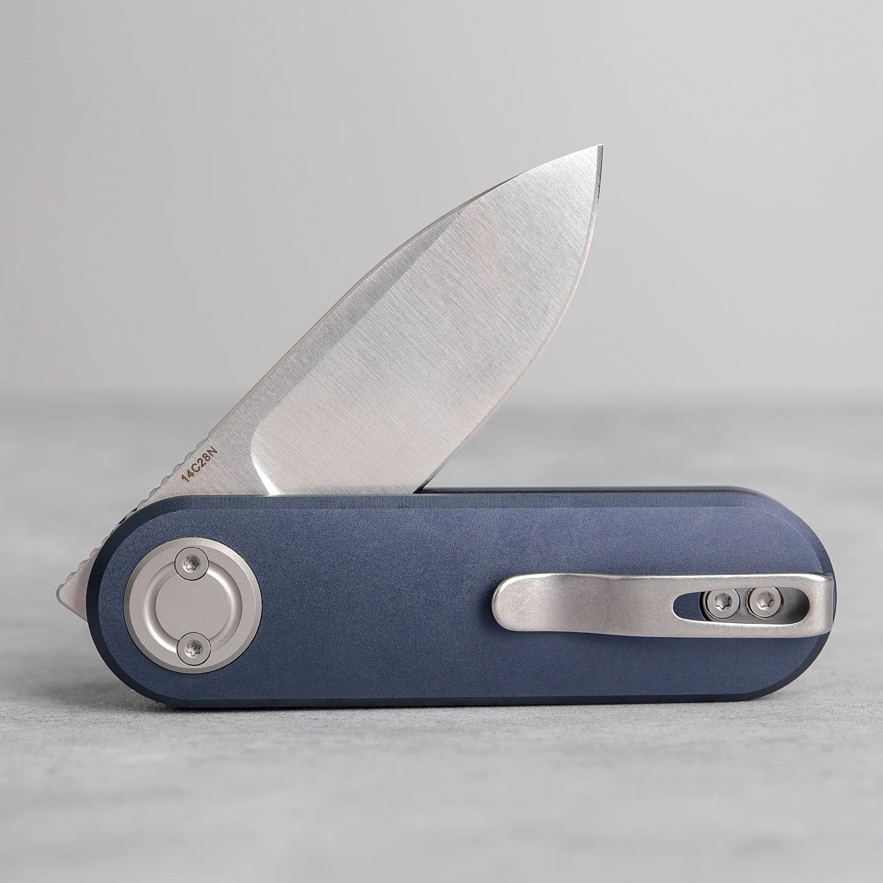 Vosteed Corgi V A3713 - 2.36" 14C28N Satin Blade, Dark Slate Blue Aluminium Handle