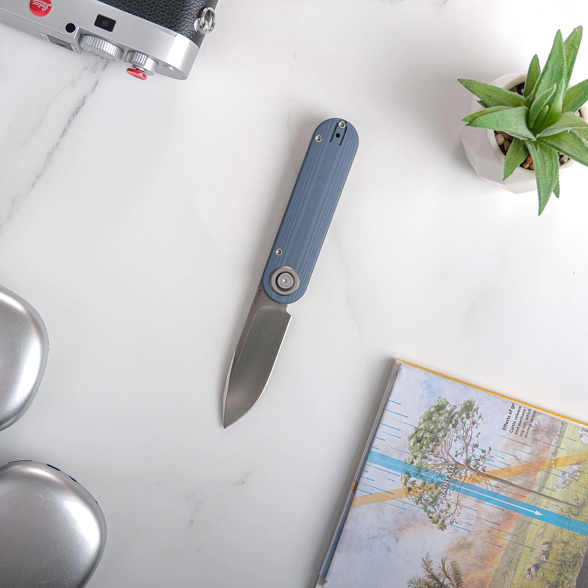 Vosteed Corgi V 295 A3711 - 2.95" N690 Satin Blade, Blue G10 Handle