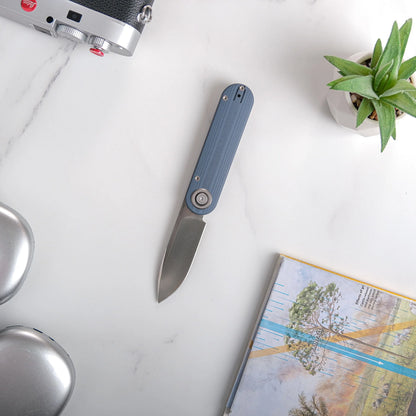 Vosteed Corgi V 295 A3711 - 2.95" N690 Satin Blade, Blue G10 Handle