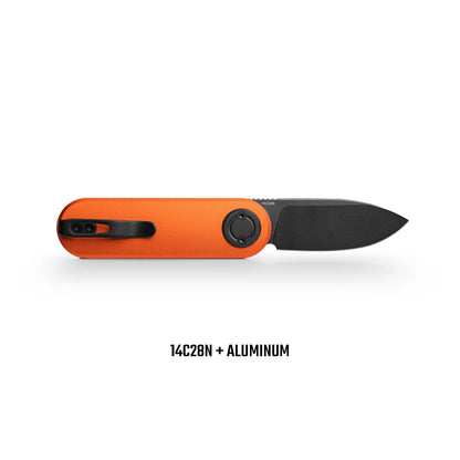 Vosteed Corgi V A3705 - 2.36" 14C28N Black Stonewash Blade, Orange Aluminium Handle