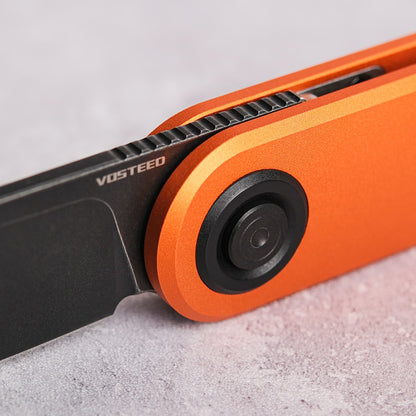 Vosteed Corgi V A3705 - 2.36" 14C28N Black Stonewash Blade, Orange Aluminium Handle