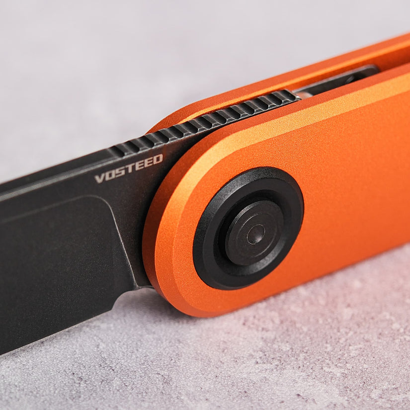 Vosteed Corgi V A3705 - 2.36" 14C28N Black Stonewash Blade, Orange Aluminium Handle