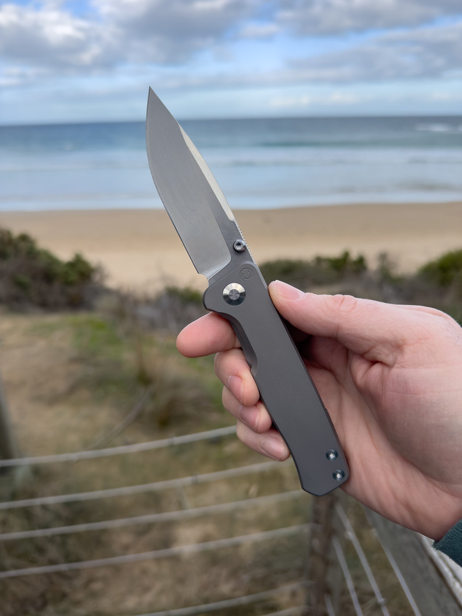 CornCraft Knives Neutron Star v2 - 3.3" CPM-S35VN Stonewashed Blade, Titanium Handle