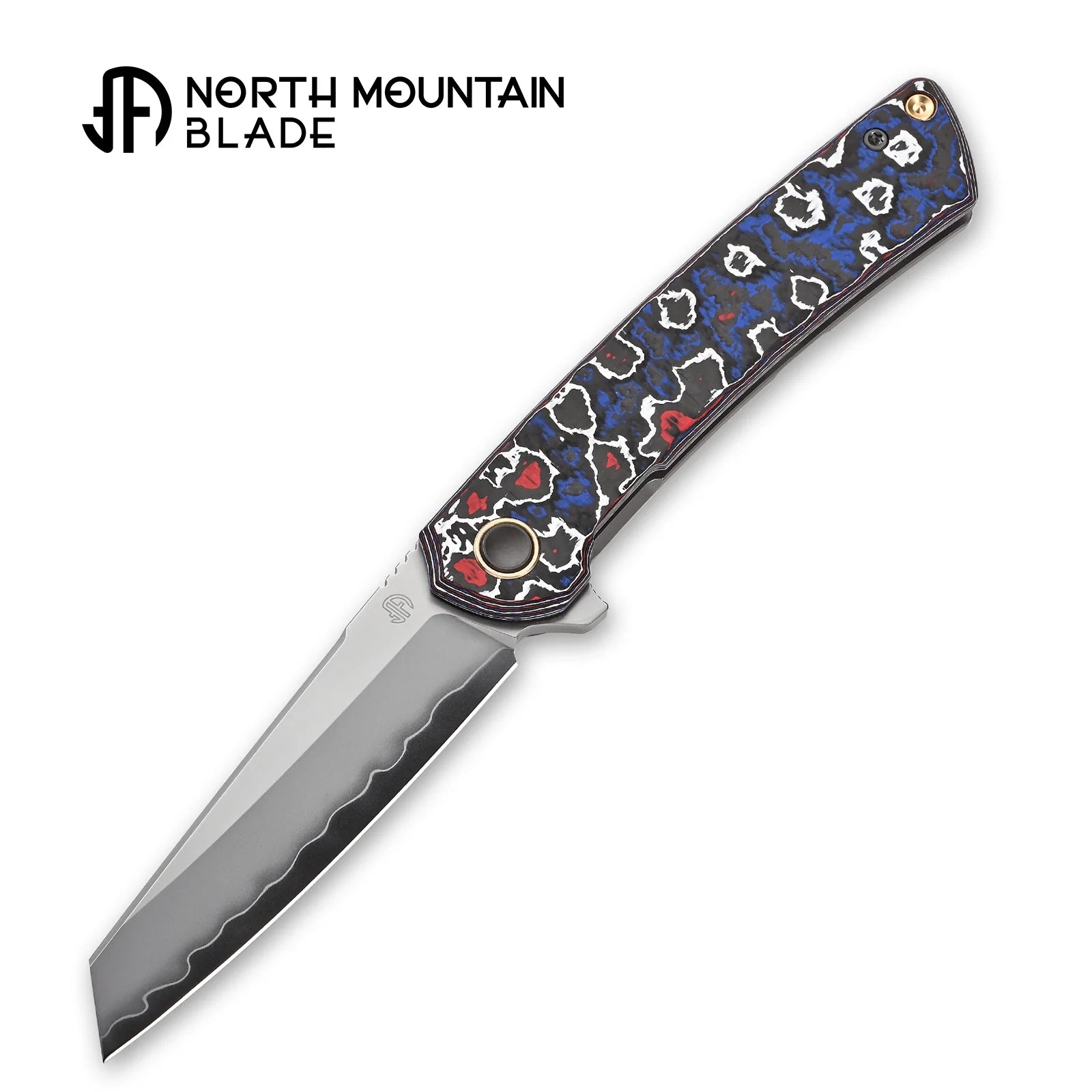 North Mountain Blade Echo - 3.5" SLD-Magic Sheepsfoot, Blue & Red Carbon Fibre and Titanium