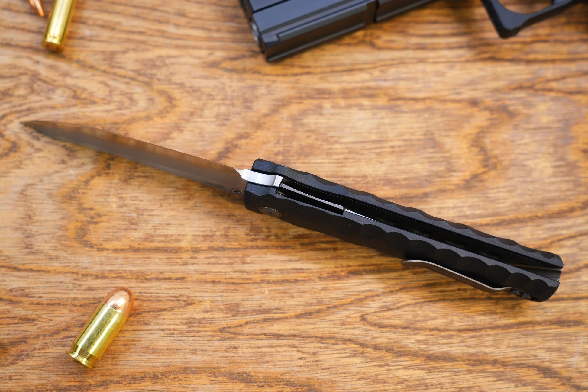 North Mountain Blade Kick Stop Chop Plus - 4" SLD-Magic Steel San Mai Tanto Blade, Black G10 Handle