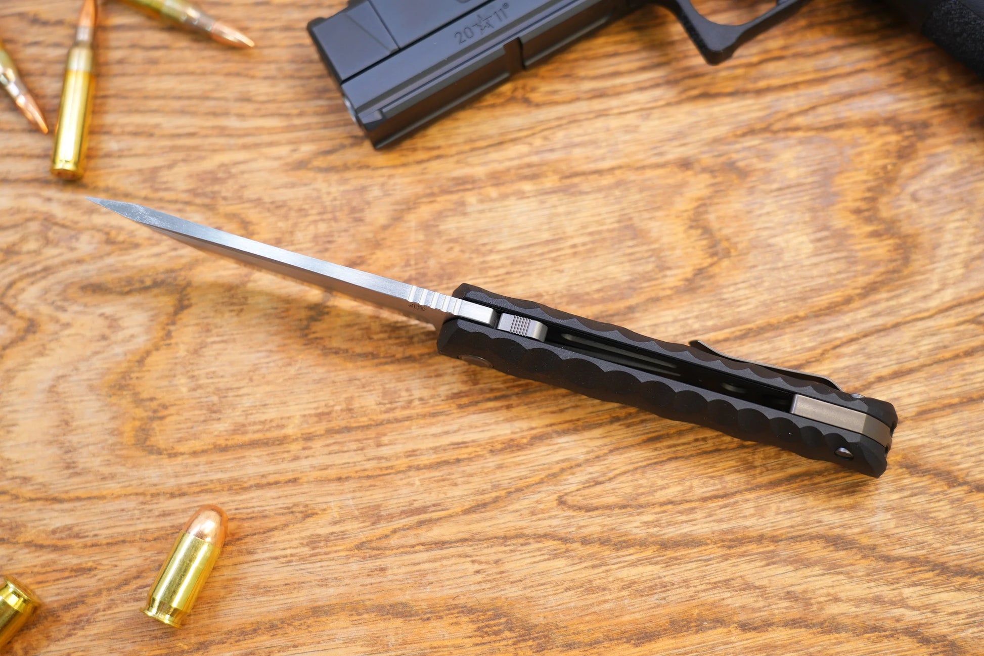 North Mountain Blade Kick Stop Chop Plus - 4" SLD-Magic Steel San Mai Tanto Blade, Black G10 Handle