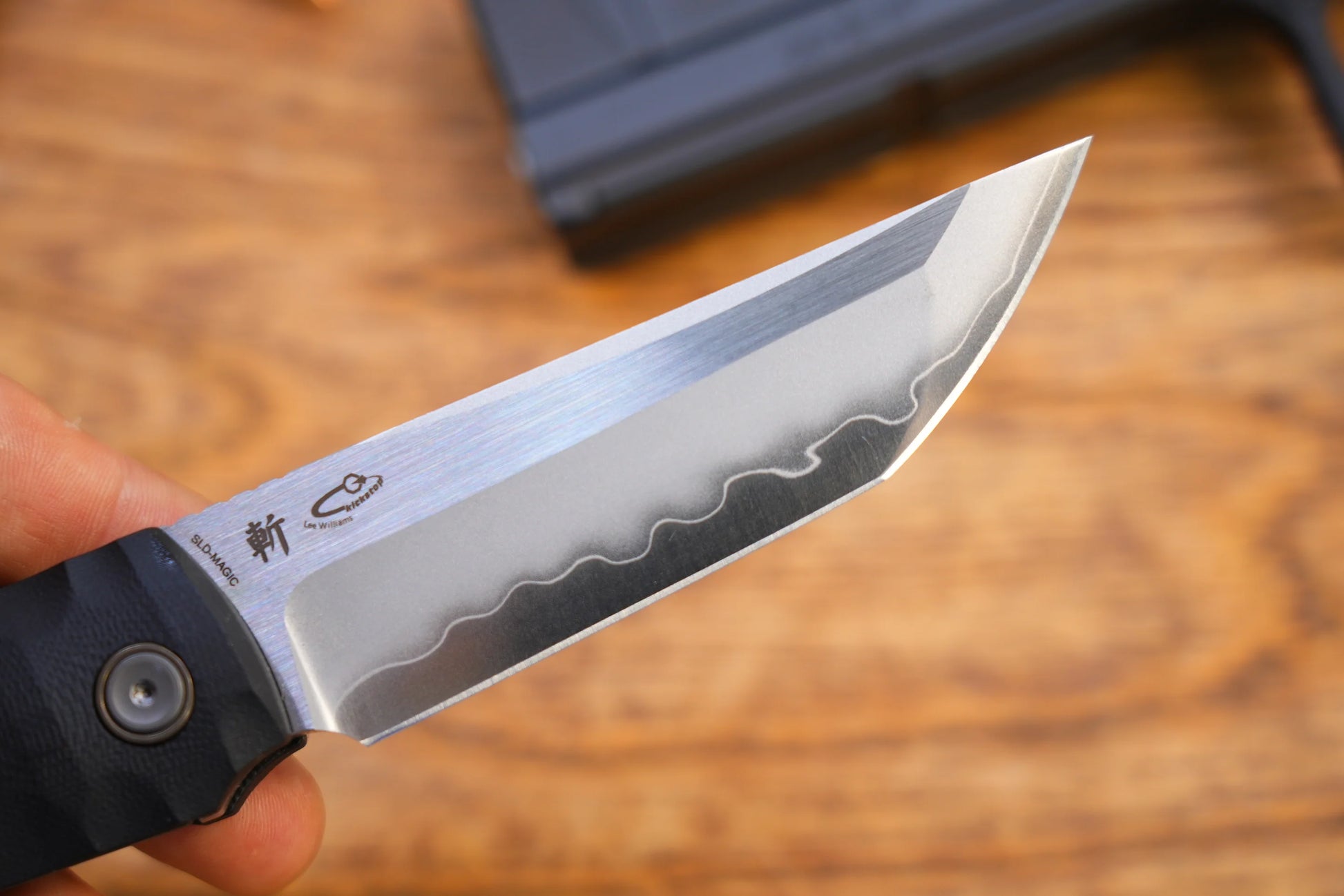 North Mountain Blade Kick Stop Chop Plus - 4" SLD-Magic Steel San Mai Tanto Blade, Black G10 Handle