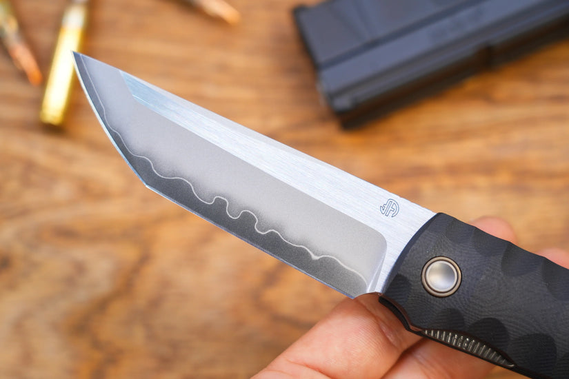 North Mountain Blade Kick Stop Chop Plus - 4" SLD-Magic Steel San Mai Tanto Blade, Black G10 Handle