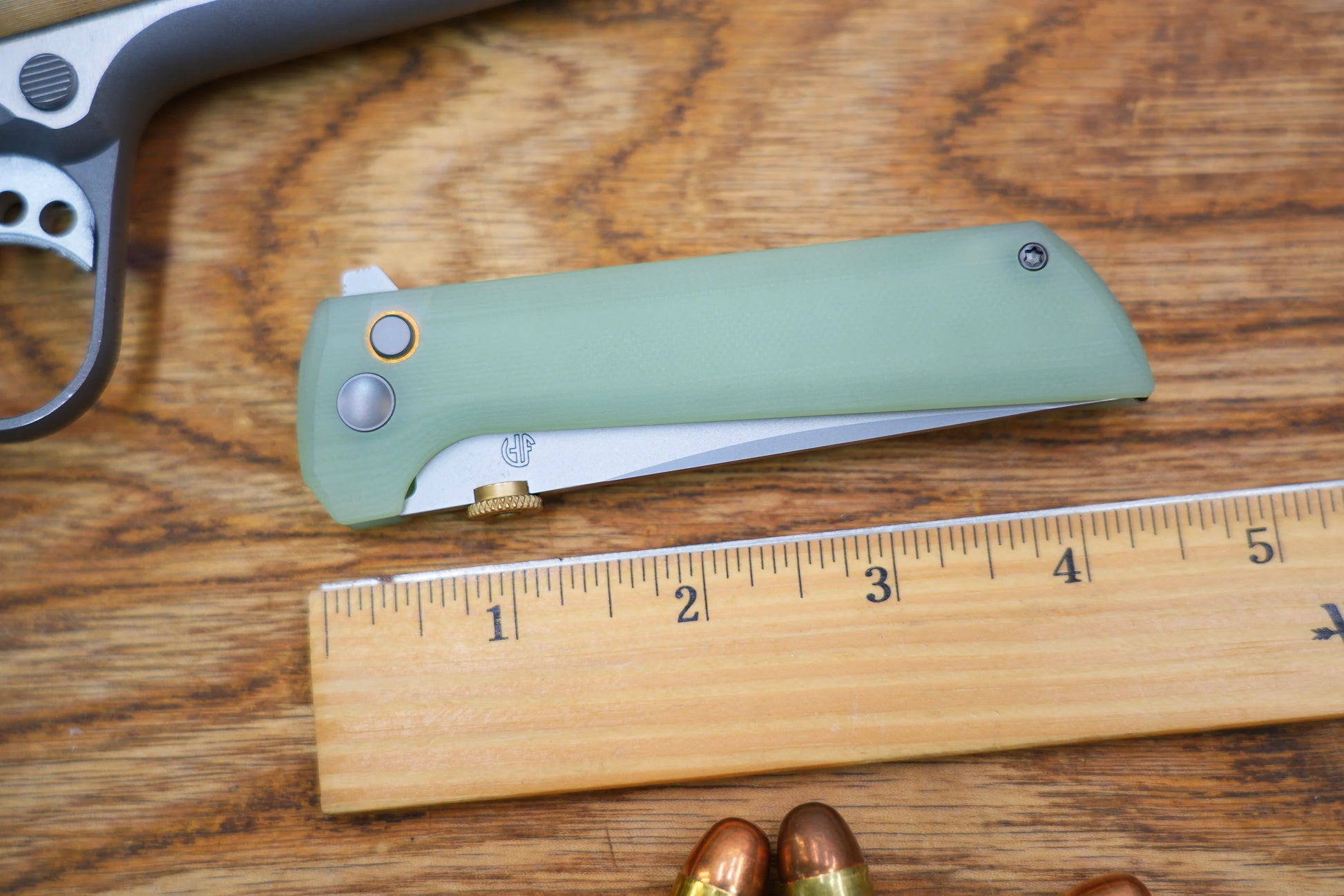 North Mountain Blade Chop 2 G10 Thumb Disk - 3.4" SLD-Magic Steel San Mai Tanto Blade, Jade G10 Handle
