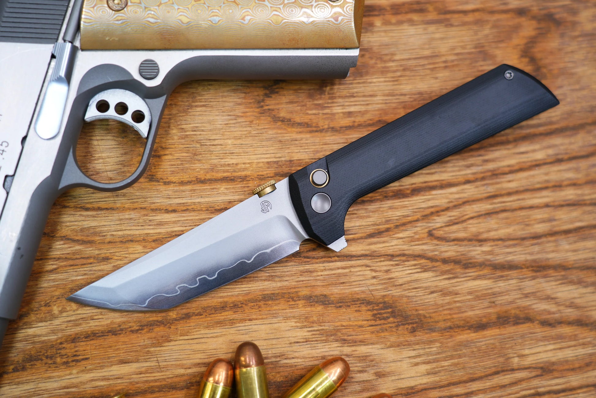 North Mountain Blade Chop 2 G10 Thumb Disk - 3.4" SLD-Magic Steel San Mai Tanto Blade, Black G10 Handle