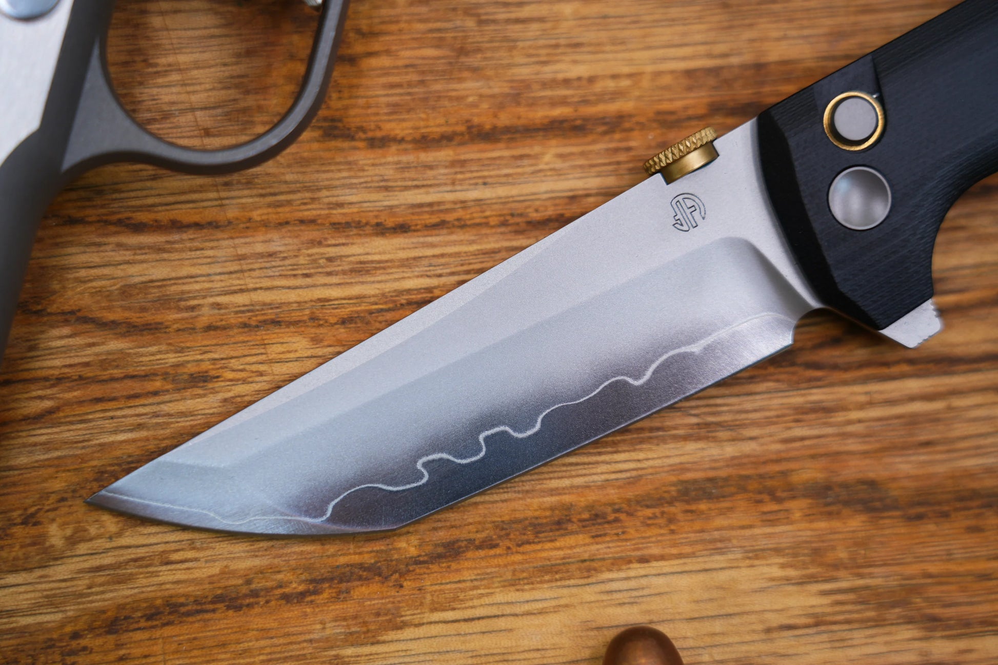 North Mountain Blade Chop 2 G10 Thumb Disk - 3.4" SLD-Magic Steel San Mai Tanto Blade, Black G10 Handle