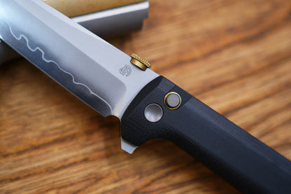 North Mountain Blade Chop 2 G10 Thumb Disk - 3.4" SLD-Magic Steel San Mai Tanto Blade, Black G10 Handle