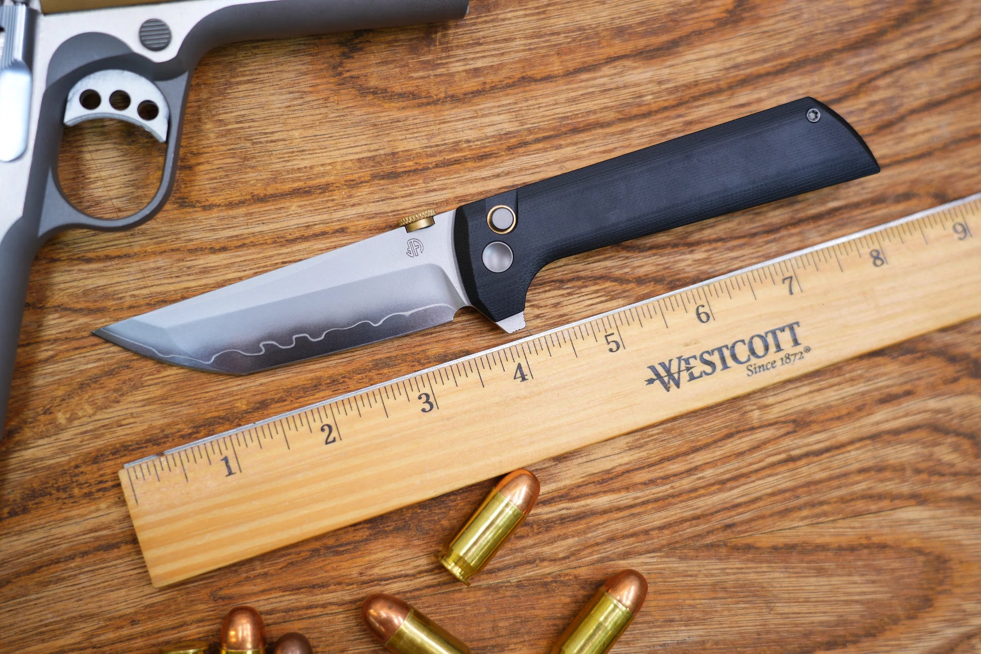 North Mountain Blade Chop 2 G10 Thumb Disk - 3.4" SLD-Magic Steel San Mai Tanto Blade, Black G10 Handle