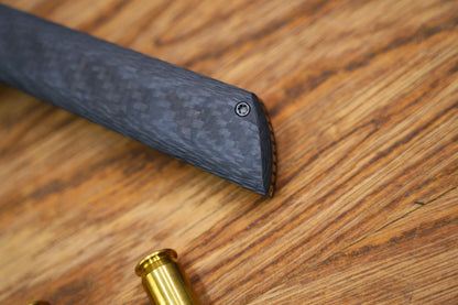 North Mountain Blade Chop 2 G10 Thumb Disk - 3.4" SLD-Magic Steel San Mai Tanto Blade, Carbon Fibre Handle