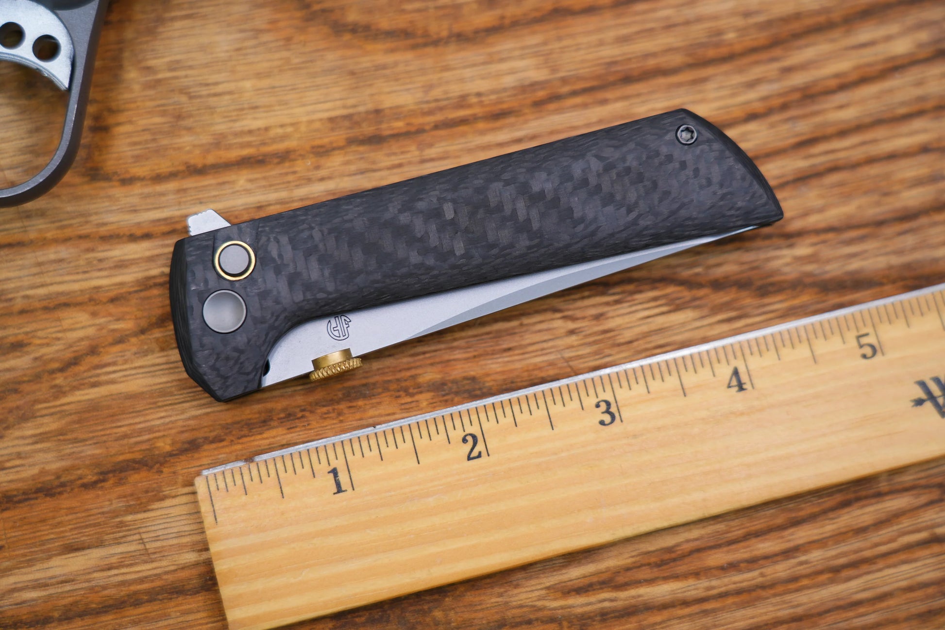 North Mountain Blade Chop 2 G10 Thumb Disk - 3.4" SLD-Magic Steel San Mai Tanto Blade, Carbon Fibre Handle