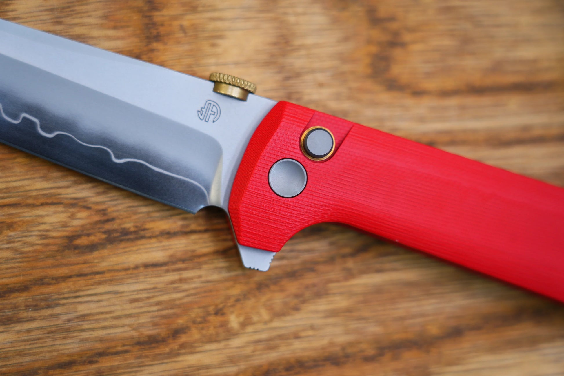 North Mountain Blade Chop 2 G10 Thumb Disk - 3.4" SLD-Magic Steel San Mai Tanto Blade, Red G10 Handle